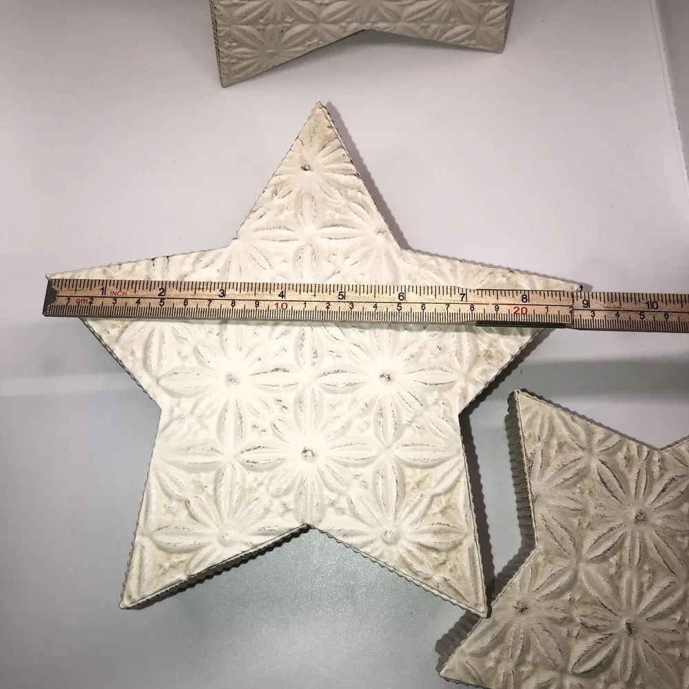 Tender Heart Treasures Set 3 Primitive Metal Embossed Stars Nesting Boxes 2003